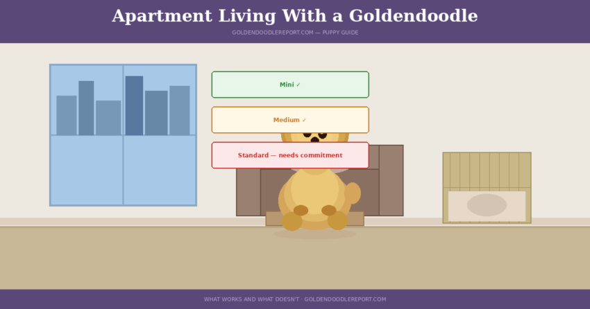 Apartment living with a Goldendoodle — illustrated guide to making small space living work for this breed