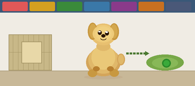 First week with a Goldendoodle puppy — illustrated scene of puppy with crate, bowl, and toilet routine